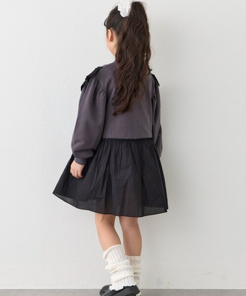 CIAOPANIC TYPY（チャオパニックティピー）の「【KIDS】【WEB限定】裏毛切替ミニチュニックワンピ≪ジュニアサイズあり≫（ワンピース・キッズ・ブラック/チャコールグレー/グレー・110/130/150）」の15枚目の写真
