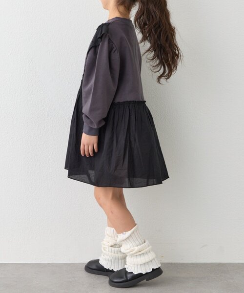 CIAOPANIC TYPY（チャオパニックティピー）の「【KIDS】【WEB限定】裏毛切替ミニチュニックワンピ≪ジュニアサイズあり≫（ワンピース・キッズ・ブラック/チャコールグレー/グレー・110/130/150）」の16枚目の写真