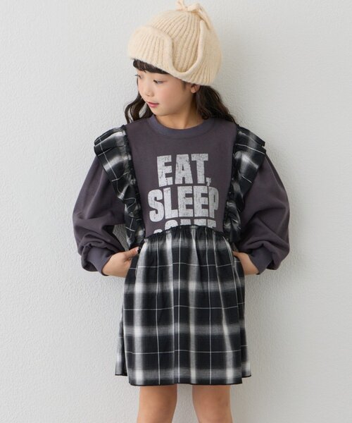 CIAOPANIC TYPY（チャオパニックティピー）の「【KIDS】【WEB限定】裏毛切替ミニチュニックワンピ≪ジュニアサイズあり≫（ワンピース・キッズ・ブラック/チャコールグレー/グレー・110/130/150）」の17枚目の写真