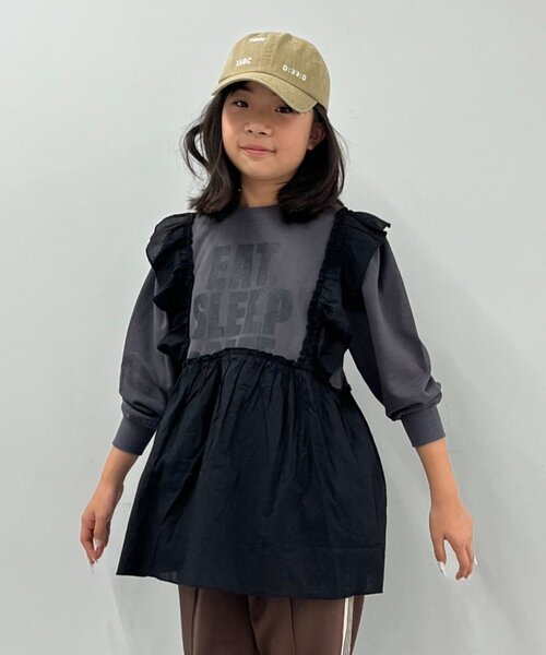 CIAOPANIC TYPY（チャオパニックティピー）の「【KIDS】【WEB限定】裏毛切替ミニチュニックワンピ≪ジュニアサイズあり≫（ワンピース・キッズ・ブラック/チャコールグレー/グレー・110/130/150）」の18枚目の写真