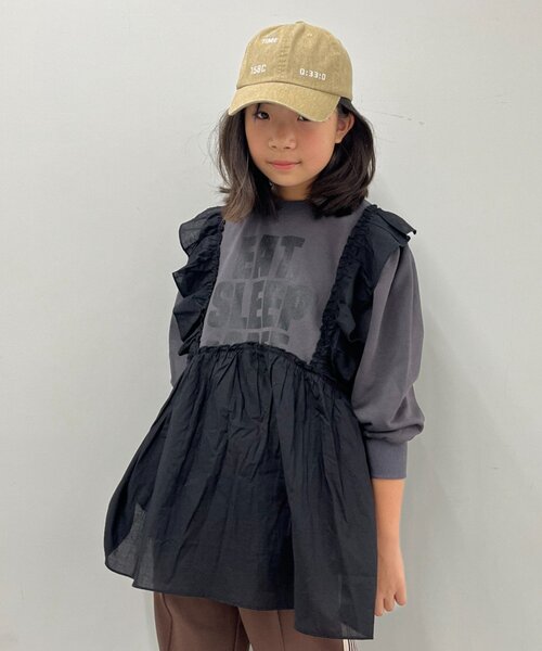 CIAOPANIC TYPY（チャオパニックティピー）の「【KIDS】【WEB限定】裏毛切替ミニチュニックワンピ≪ジュニアサイズあり≫（ワンピース・キッズ・ブラック/チャコールグレー/グレー・110/130/150）」の19枚目の写真