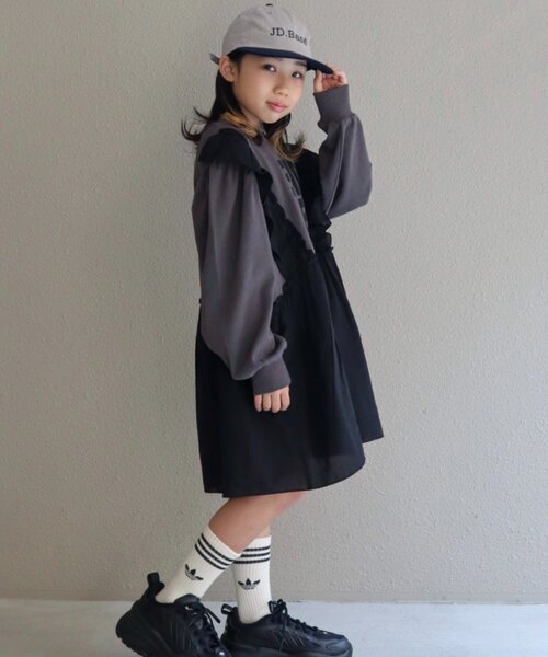 CIAOPANIC TYPY（チャオパニックティピー）の「【KIDS】【WEB限定】裏毛切替ミニチュニックワンピ≪ジュニアサイズあり≫（ワンピース・キッズ・ブラック/チャコールグレー/グレー・110/130/150）」の21枚目の写真