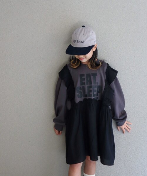 CIAOPANIC TYPY（チャオパニックティピー）の「【KIDS】【WEB限定】裏毛切替ミニチュニックワンピ≪ジュニアサイズあり≫（ワンピース・キッズ・ブラック/チャコールグレー/グレー・110/130/150）」の22枚目の写真