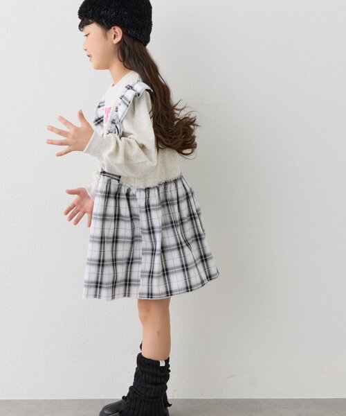 CIAOPANIC TYPY（チャオパニックティピー）の「【KIDS】【WEB限定】裏毛切替ミニチュニックワンピ≪ジュニアサイズあり≫（ワンピース・キッズ・ブラック/チャコールグレー/グレー・110/130/150）」の7枚目の写真