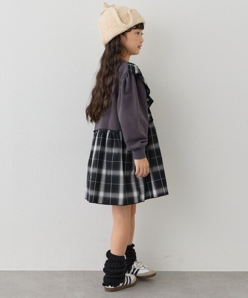 CIAOPANIC TYPY（チャオパニックティピー）の「【KIDS】【WEB限定】裏毛切替ミニチュニックワンピ≪ジュニアサイズあり≫（ワンピース・キッズ・ブラック/チャコールグレー/グレー・110/130/150）」の12枚目の写真