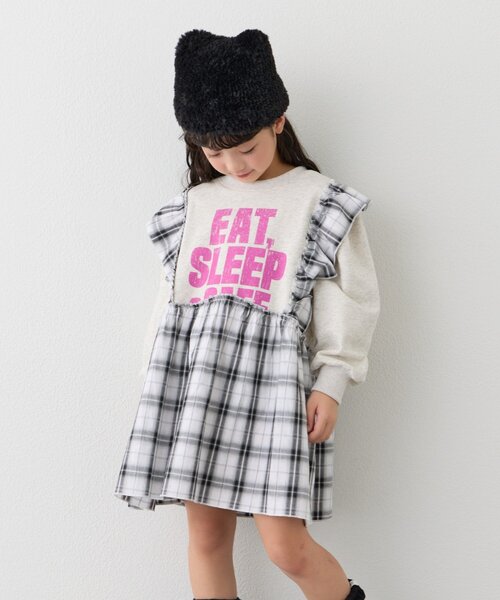 CIAOPANIC TYPY（チャオパニックティピー）の「【KIDS】【WEB限定】裏毛切替ミニチュニックワンピ≪ジュニアサイズあり≫（ワンピース・キッズ・ブラック/チャコールグレー/グレー・110/130/150）」の13枚目の写真