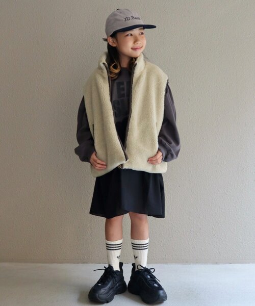 CIAOPANIC TYPY（チャオパニックティピー）の「【KIDS】【WEB限定】裏毛切替ミニチュニックワンピ≪ジュニアサイズあり≫（ワンピース・キッズ・ブラック/チャコールグレー/グレー・110/130/150）」の14枚目の写真