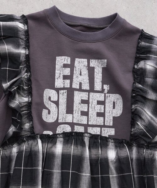 CIAOPANIC TYPY（チャオパニックティピー）の「【KIDS】【WEB限定】裏毛切替ミニチュニックワンピ≪ジュニアサイズあり≫（ワンピース・キッズ・ブラック/チャコールグレー/グレー・110/130/150）」の19枚目の写真