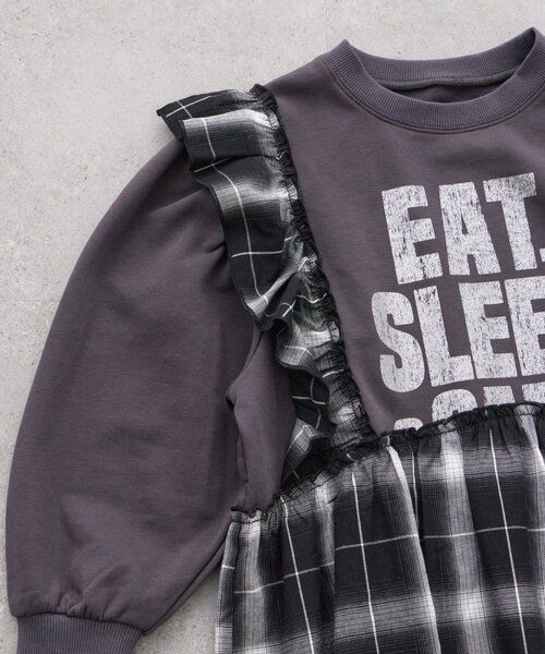 CIAOPANIC TYPY（チャオパニックティピー）の「【KIDS】【WEB限定】裏毛切替ミニチュニックワンピ≪ジュニアサイズあり≫（ワンピース・キッズ・ブラック/チャコールグレー/グレー・110/130/150）」の20枚目の写真