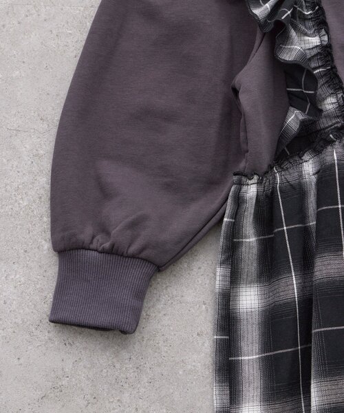 CIAOPANIC TYPY（チャオパニックティピー）の「【KIDS】【WEB限定】裏毛切替ミニチュニックワンピ≪ジュニアサイズあり≫（ワンピース・キッズ・ブラック/チャコールグレー/グレー・110/130/150）」の21枚目の写真