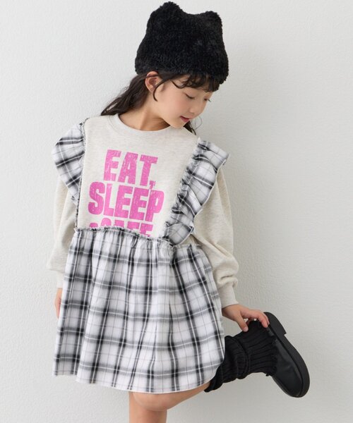 CIAOPANIC TYPY（チャオパニックティピー）の「【KIDS】【WEB限定】裏毛切替ミニチュニックワンピ≪ジュニアサイズあり≫（ワンピース・キッズ・ブラック/チャコールグレー/グレー・110/130/150）」の3枚目の写真