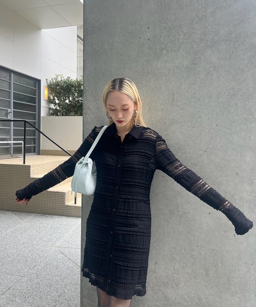 Ameri(アメリ)の「UND MIGNON LACE TUNIC TOP(シャツ/ブラウス・レディース・グリーン/オフホワイト/ブラック・FREE)」の8枚目の写真