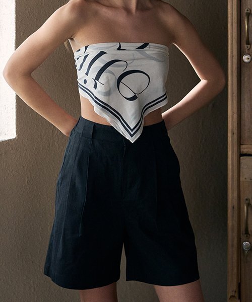 ease(イーズ)の「リネンハーフバンディングバermudaパンツ_ブラック_男女共用(その他パンツ・メンズ・その他・SMALL/MEDIUM/LARGE/X-LARGE)」の2枚目の写真
