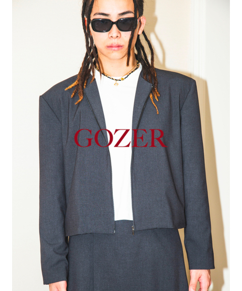 GOZER(ゴーザー)の「クルーネック ジップアップ ジャケット_チャコール(その他アウター・メンズ・チャコール・ONE SIZE)」の4枚目の写真