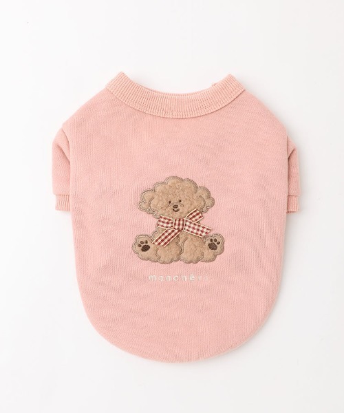 moncheri(モンシェリ)の「いぬさんもこもこ刺繍トップス(ペットウェア・レディース・グレー/ブラウン/ピンク・S/M/L/XL)」の3枚目の写真