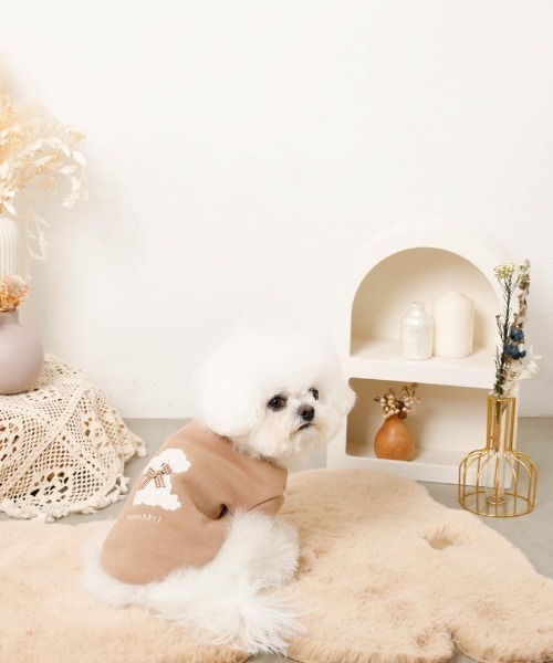 moncheri(モンシェリ)の「いぬさんもこもこ刺繍トップス(ペットウェア・レディース・グレー/ブラウン/ピンク・S/M/L/XL)」の18枚目の写真