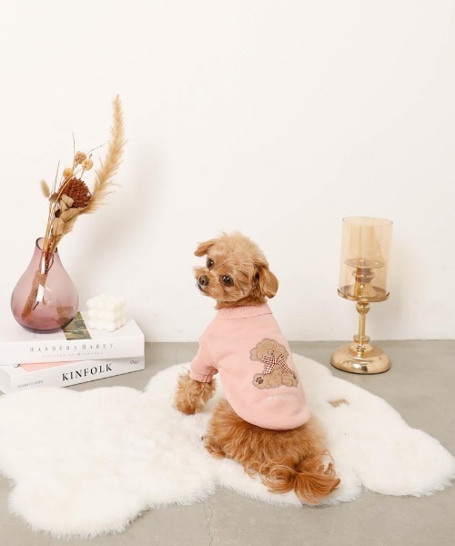 moncheri(モンシェリ)の「いぬさんもこもこ刺繍トップス(ペットウェア・レディース・グレー/ブラウン/ピンク・S/M/L/XL)」の15枚目の写真
