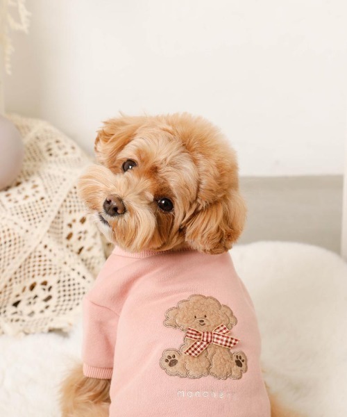moncheri(モンシェリ)の「いぬさんもこもこ刺繍トップス(ペットウェア・レディース・グレー/ブラウン/ピンク・S/M/L/XL)」の16枚目の写真