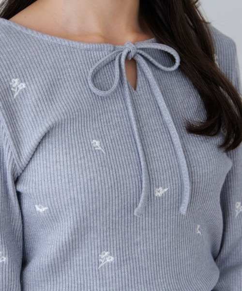 flower（フラワー）の「ブルームリブトップ（Tシャツ/カットソー・レディース・アイボリー/グレー/ブルー・FREE）」の7枚目の写真