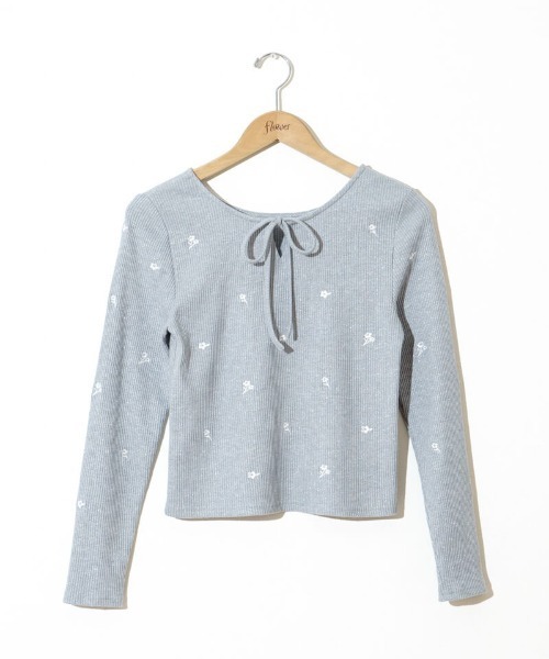 flower（フラワー）の「ブルームリブトップ（Tシャツ/カットソー・レディース・アイボリー/グレー/ブルー・FREE）」の20枚目の写真