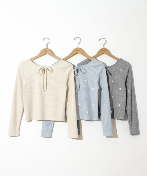 flower（フラワー）の「ブルームリブトップ（Tシャツ/カットソー・レディース・アイボリー/グレー/ブルー・FREE）」の22枚目の写真