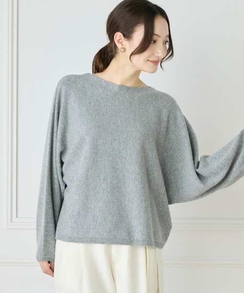 INED（イネド）の「《WEB限定カラー》カシミヤ混ドルマンスリーブニット（ニット/セーター・レディース・ブラック/オフホワイト/グレー/チャコールグレー/イエロー/ピンク・9号/11号）」の5枚目の写真