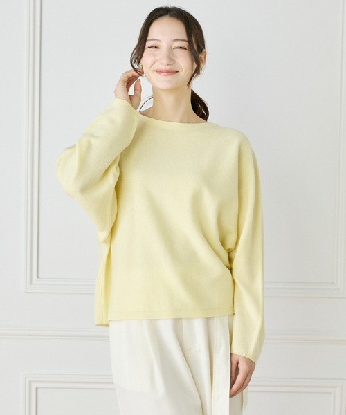 INED（イネド）の「《WEB限定カラー》カシミヤ混ドルマンスリーブニット（ニット/セーター・レディース・ブラック/オフホワイト/グレー/チャコールグレー/イエロー/ピンク・9号/11号）」の6枚目の写真