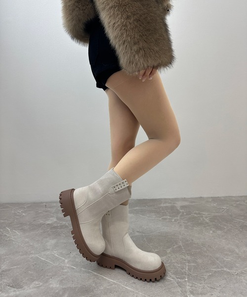 FOLLOWIN(フォロウィン)の「2WAYファーカバー ヴィンテージブーツ【ファー取り外し可】(ブーツ・レディース・ブラック/ブラウン/アイボリー・25cm/24cm/23cm)」の9枚目の写真