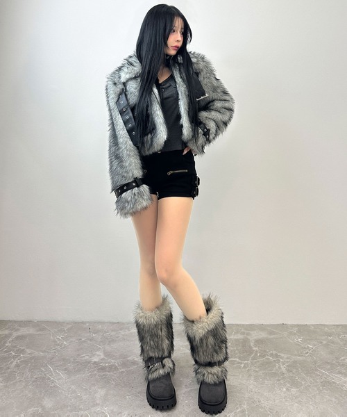 FOLLOWIN(フォロウィン)の「2WAYファーカバー ヴィンテージブーツ【ファー取り外し可】(ブーツ・レディース・ブラック/ブラウン/アイボリー・25cm/24cm/23cm)」の10枚目の写真