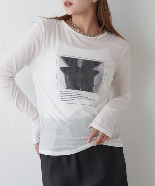 Lui's(ルイス)の「シアーフォトコンパクトロンT(Tシャツ/カットソー・レディース・オフホワイト/ブラック・FREE)」の11枚目の写真