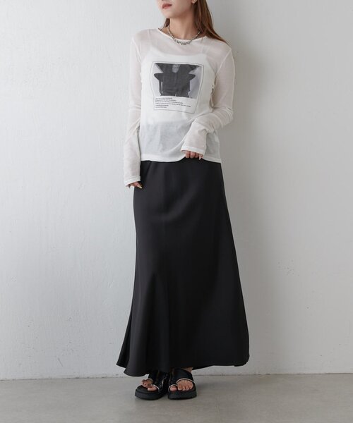 Lui's(ルイス)の「シアーフォトコンパクトロンT(Tシャツ/カットソー・レディース・オフホワイト/ブラック・FREE)」の12枚目の写真