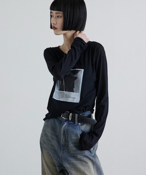 Lui's(ルイス)の「シアーフォトコンパクトロンT(Tシャツ/カットソー・レディース・オフホワイト/ブラック・FREE)」の15枚目の写真