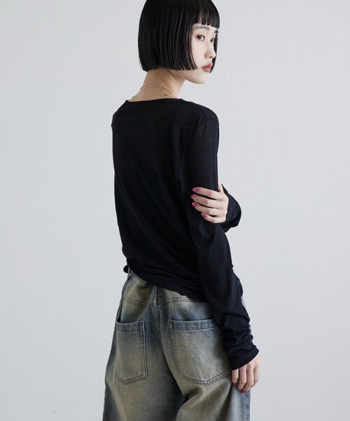 Lui's(ルイス)の「シアーフォトコンパクトロンT(Tシャツ/カットソー・レディース・オフホワイト/ブラック・FREE)」の17枚目の写真