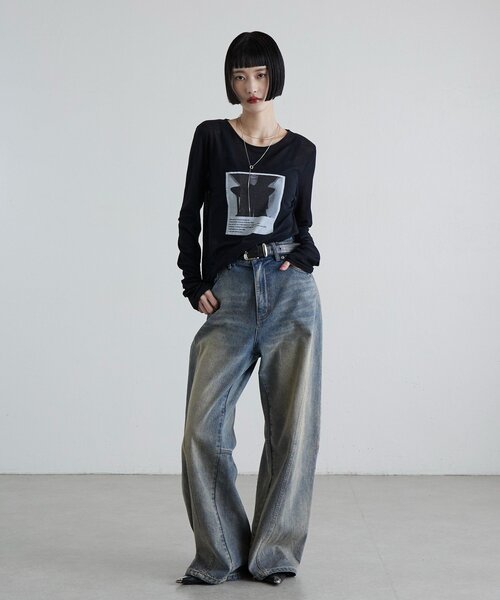 Lui's(ルイス)の「シアーフォトコンパクトロンT(Tシャツ/カットソー・レディース・オフホワイト/ブラック・FREE)」の19枚目の写真