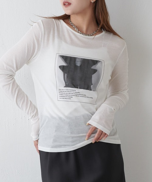 Lui's(ルイス)の「シアーフォトコンパクトロンT(Tシャツ/カットソー・レディース・オフホワイト/ブラック・FREE)」の9枚目の写真
