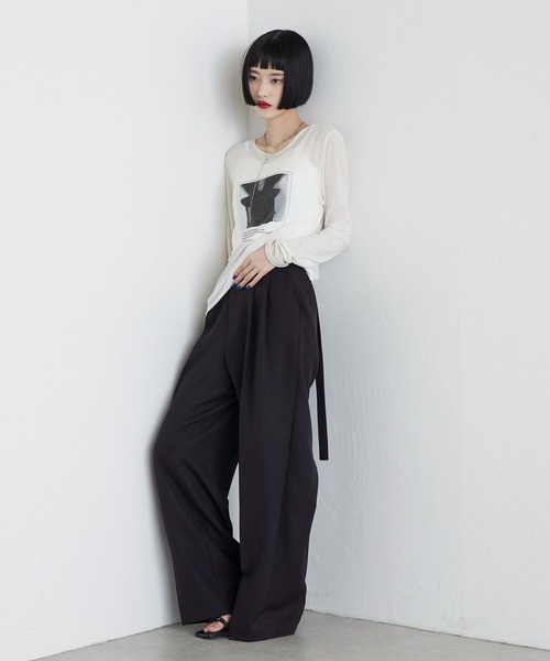 Lui's（ルイス）の「シアーフォトコンパクトロンT（Tシャツ/カットソー・レディース・オフホワイト/ブラック・FREE）」の6枚目の写真