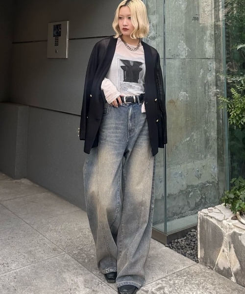 Lui's（ルイス）の「シアーフォトコンパクトロンT（Tシャツ/カットソー・レディース・オフホワイト/ブラック・FREE）」の9枚目の写真