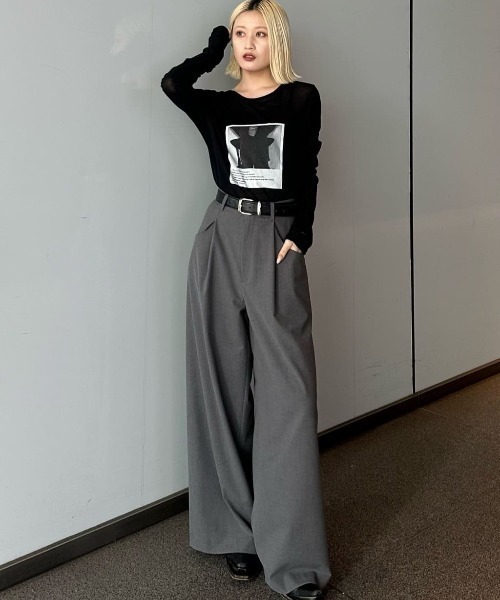 Lui's（ルイス）の「シアーフォトコンパクトロンT（Tシャツ/カットソー・レディース・オフホワイト/ブラック・FREE）」の8枚目の写真