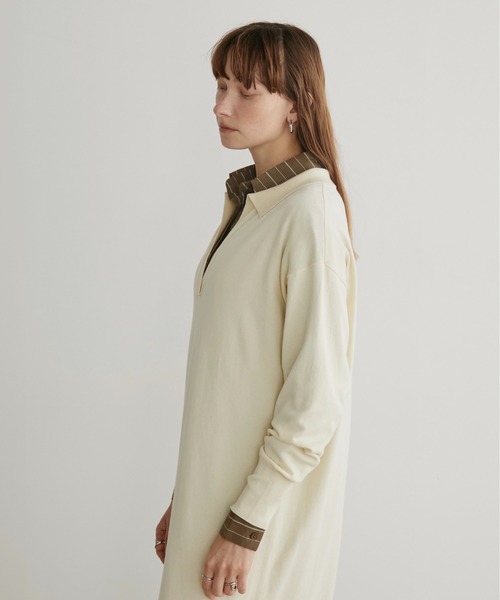LOSCa（ロスカ）の「スキッパーニットロングワンピース（ワンピース・レディース・チャコールグレー/アイボリー/ライトグレー・S/M）」の8枚目の写真