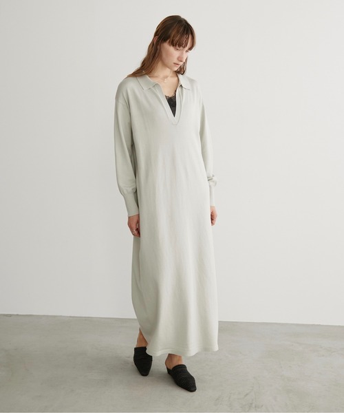 LOSCa（ロスカ）の「スキッパーニットロングワンピース（ワンピース・レディース・チャコールグレー/アイボリー/ライトグレー・S/M）」の22枚目の写真