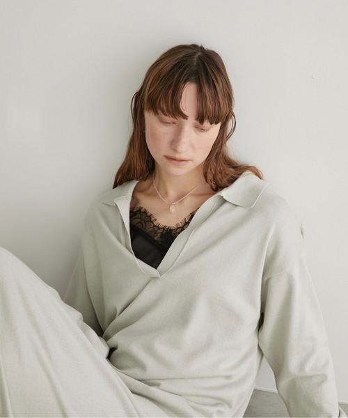 LOSCa（ロスカ）の「スキッパーニットロングワンピース（ワンピース・レディース・チャコールグレー/アイボリー/ライトグレー・S/M）」の16枚目の写真