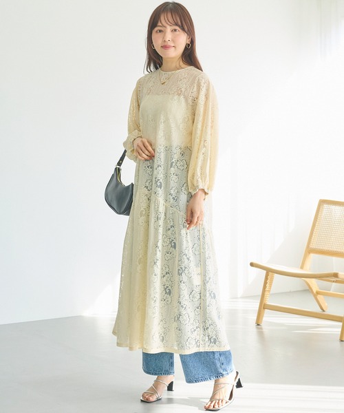 LAVEANGE(ラビアンジェ)の「【洗える】総レースワンピース│主役級ワンピース/オケージョン/セレモニー/ロング丈/洗える/インナー付き(ワンピース・レディース・ブラック/アイボリー・LL/3L/4L/5L/M)」の16枚目の写真