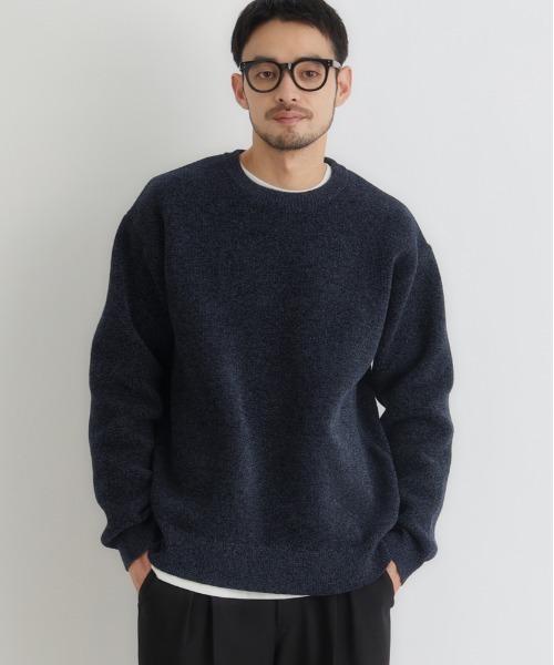 BACK NUMBER(バックナンバー)の「【BACK NUMBER】モールジャガードクルーネックセーター (リラックスフィット / 保温性 / 洗練デザイン / カジュアルスタイル)(ニット/セーター・メンズ・ホワイト/ネイビー/ダークグレー/オフホワイト/ワイン/ブラック・S/M/XL/L)」の1枚目の写真