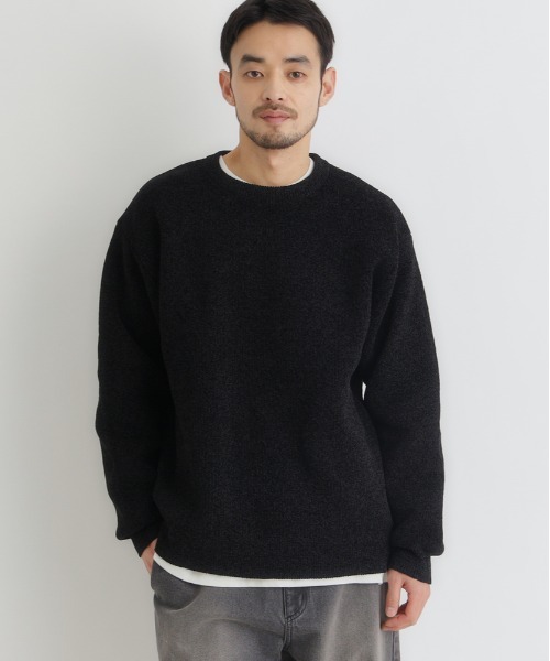 BACK NUMBER(バックナンバー)の「【BACK NUMBER】モールジャガードクルーネックセーター (リラックスフィット / 保温性 / 洗練デザイン / カジュアルスタイル)(ニット/セーター・メンズ・ホワイト/ネイビー/ダークグレー/オフホワイト/ワイン/ブラック・S/M/XL/L)」の4枚目の写真