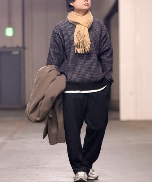 BACK NUMBER(バックナンバー)の「【BACK NUMBER】モールジャガードクルーネックセーター (リラックスフィット / 保温性 / 洗練デザイン / カジュアルスタイル)(ニット/セーター・メンズ・ホワイト/ネイビー/ダークグレー/オフホワイト/ワイン/ブラック・S/M/XL/L)」の15枚目の写真