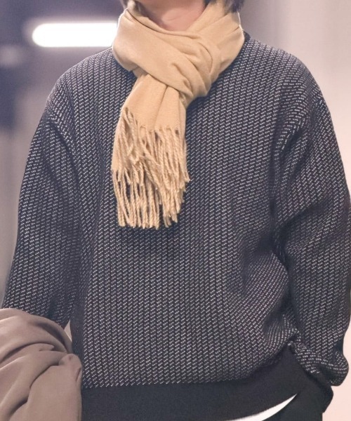 BACK NUMBER(バックナンバー)の「【BACK NUMBER】モールジャガードクルーネックセーター (リラックスフィット / 保温性 / 洗練デザイン / カジュアルスタイル)(ニット/セーター・メンズ・ホワイト/ネイビー/ダークグレー/オフホワイト/ワイン/ブラック・S/M/XL/L)」の14枚目の写真