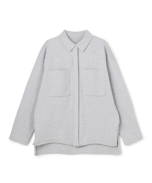 uncrave（アンクレイヴ）の「スウェットライクニット CPOシャツ（ダウンジャケット/コート・レディース・ホワイト系/ブラック系/ライトグレー系・1/FREE）」の3枚目の写真