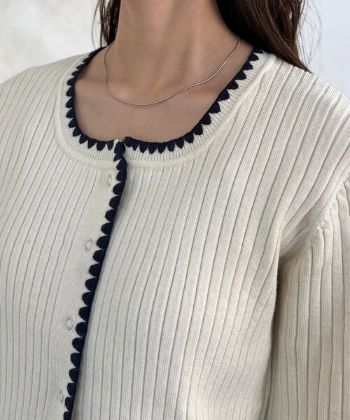 CPCM(シーピーシーエム)の「ステッチリブニットカーディガン(カーディガン/ボレロ・レディース・ネイビー/グレー/グリーン系/アイボリー・FREE)」の14枚目の写真
