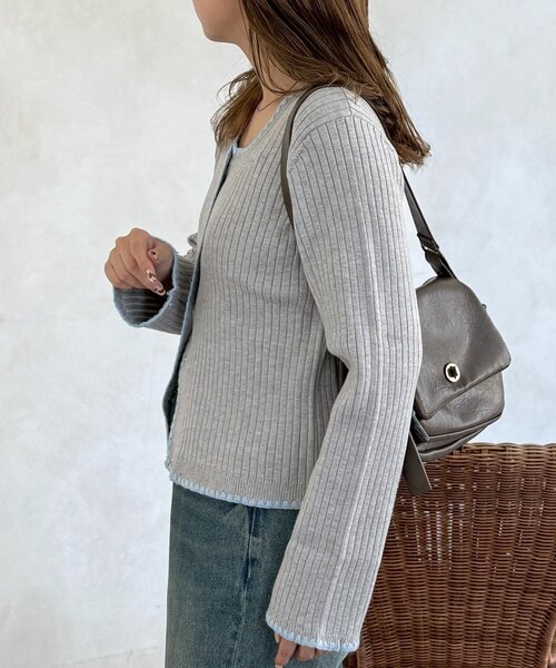 CPCM(シーピーシーエム)の「ステッチリブニットカーディガン(カーディガン/ボレロ・レディース・ネイビー/グレー/グリーン系/アイボリー・FREE)」の18枚目の写真