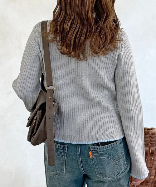 CPCM(シーピーシーエム)の「ステッチリブニットカーディガン(カーディガン/ボレロ・レディース・ネイビー/グレー/グリーン系/アイボリー・FREE)」の19枚目の写真